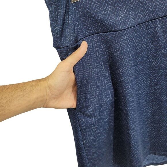 MPG Activewear Skirt M Navy Blue Print Stretch High Low Aline Pockets Athletic - Picture 5 of 15